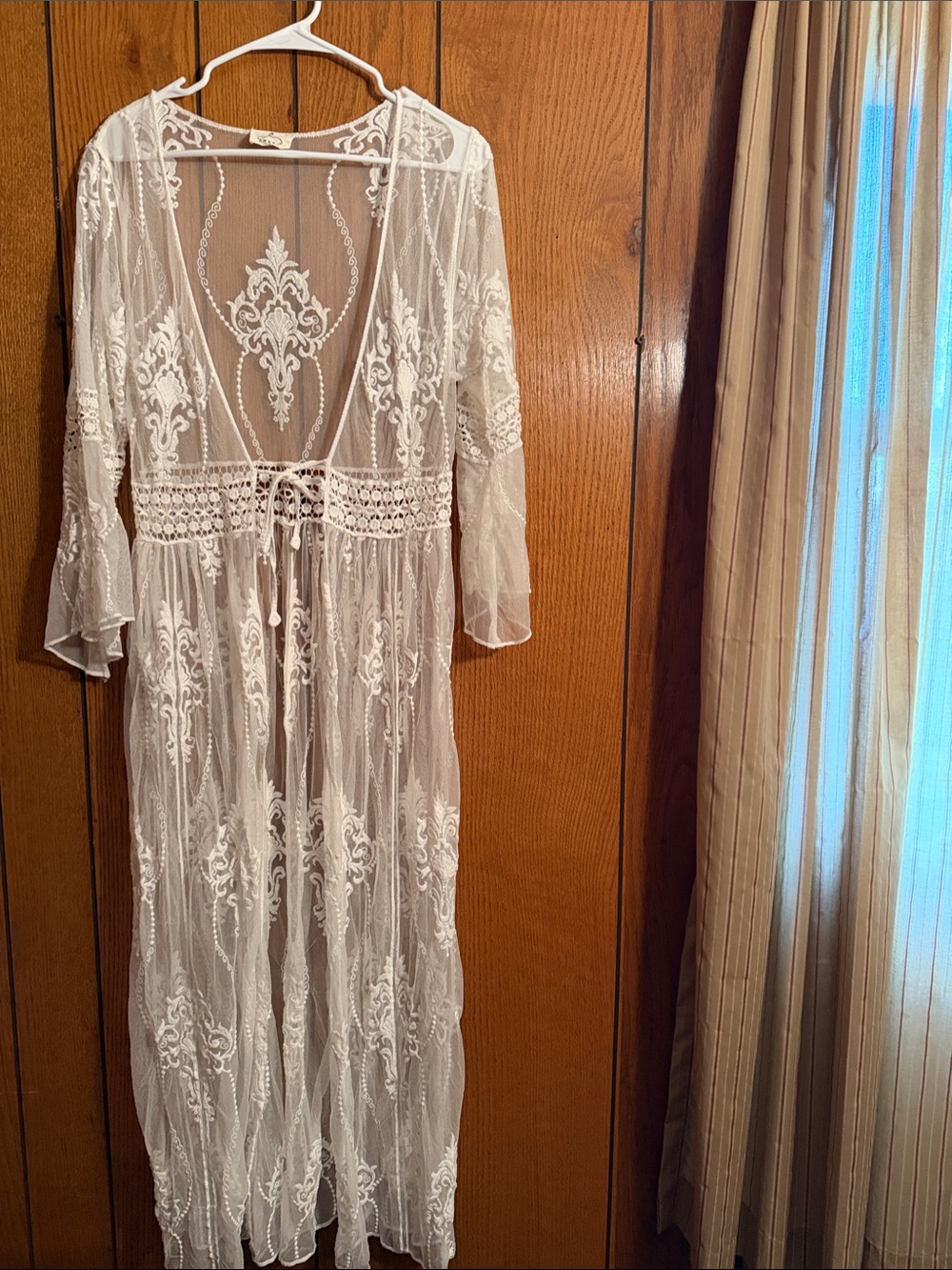 Ember Sheer Embroidered Maxi Duster - Ivory